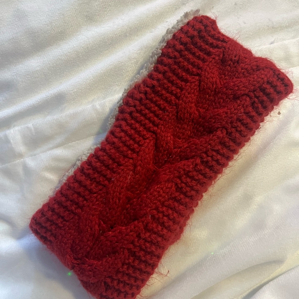 Elegant Red Cable Knit Headband